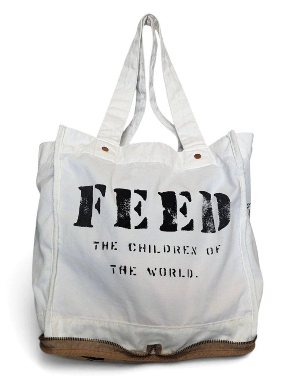 FEED Projects Convertible Market Tote Organic Cotton Burlap Packable Bag